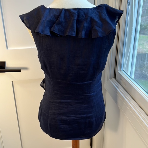 Boden Alicia Ruffle Top, Navy, Sleeveless, size 6 - Picture 6 of 14